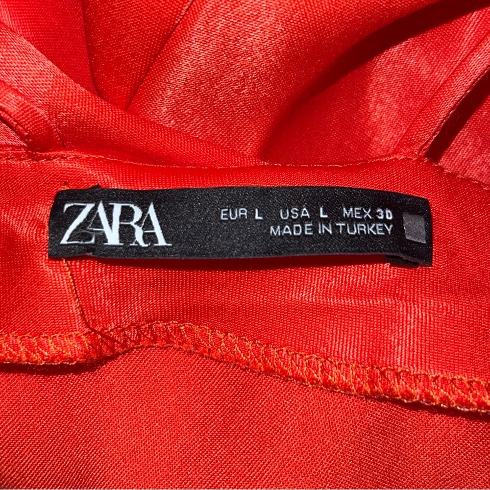 Zara Women’s Bright Orange Chemise Silky Satin Summer Slip Dress-Size L - Picture 7 of 9